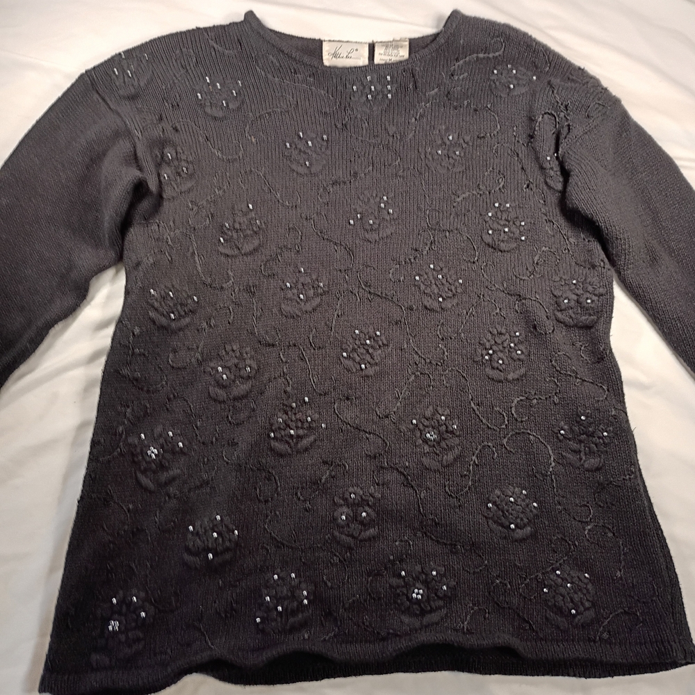 Kathy Lee Black Beaded Sweater - Picture 3 of 10
